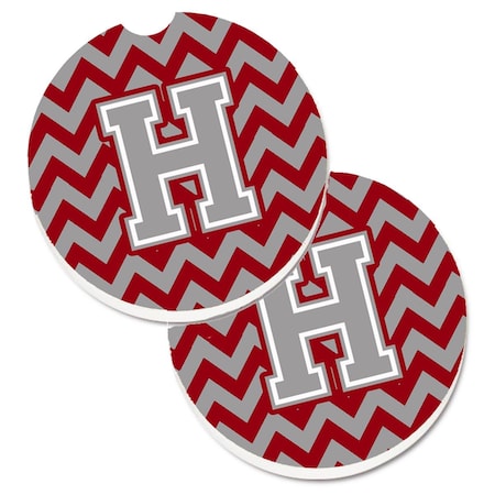 Carolines Treasures Letter H Chevron Crimson and Grey  Cup Holder Car Coaster, PK2 CJ1043-HCARC
